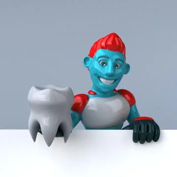 Red Robot - 3D Illustration Stock Illustration