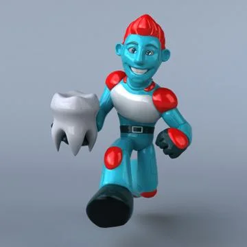 Red Robot - 3D Illustration Stock Illustration