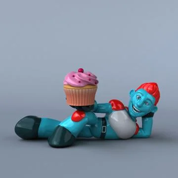 Red Robot - 3D Illustration Stock Illustration
