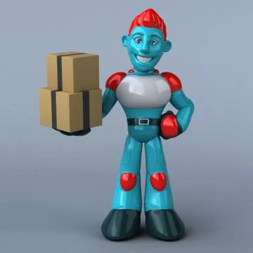 Red Robot - 3D Illustration Stock Illustration