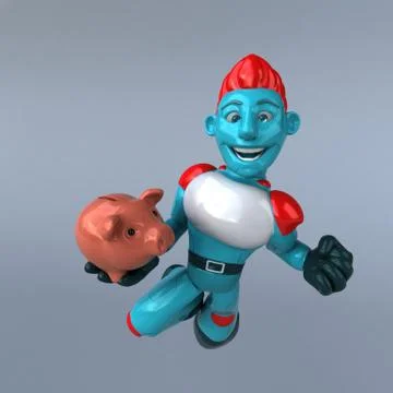 Red Robot - 3D Illustration Stock Illustration