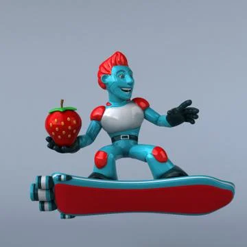 Red Robot - 3D Illustration Stock Illustration