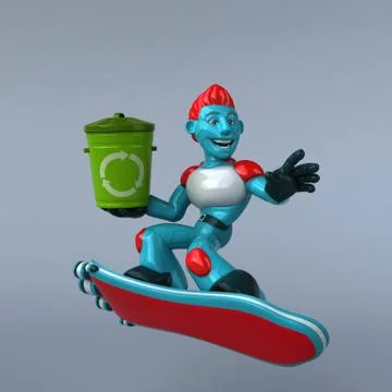Red Robot - 3D Illustration Stock Illustration