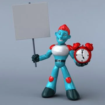 Red Robot - 3D Illustration Stock Illustration
