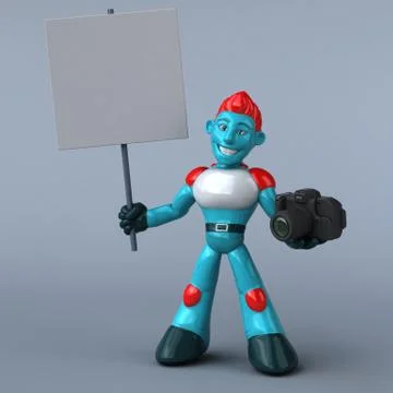Red Robot - 3D Illustration Stock Illustration