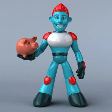 Red Robot - 3D Illustration Stock Illustration
