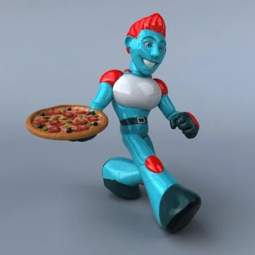 Red Robot - 3D Illustration Stock Illustration