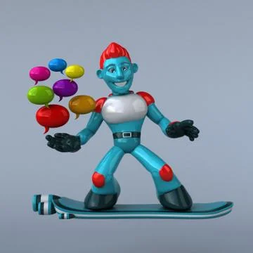 Red Robot - 3D Illustration Stock Illustration
