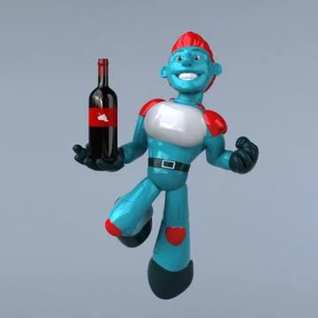 Red Robot - 3D Illustration Stock Illustration