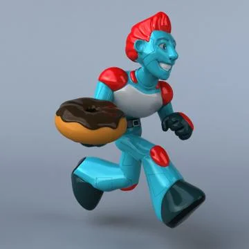 Red Robot - 3D Illustration Stock Illustration