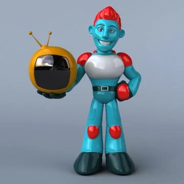 Red Robot - 3D Illustration Stock Illustration