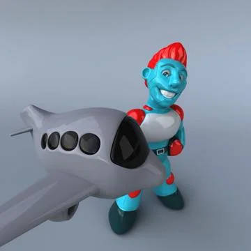 Red Robot - 3D Illustration Stock Illustration