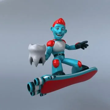 Red Robot - 3D Illustration Stock Illustration