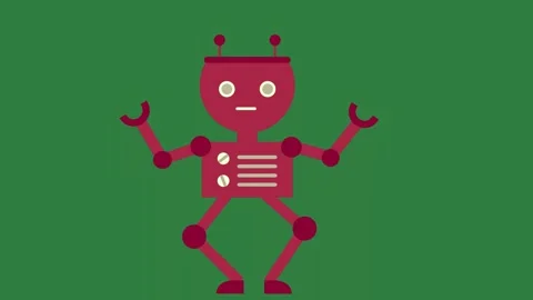 A red robot on green background and standing screen isolated on green screen Видео 336969435