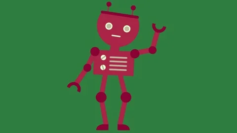 A red robot on green background and standing screen isolated on green screen Stock Footage 336969448