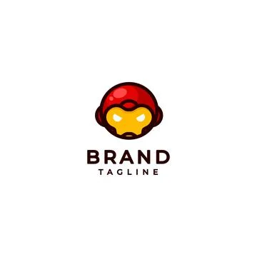 Red Robot Head Logo Design Stock Illustration
