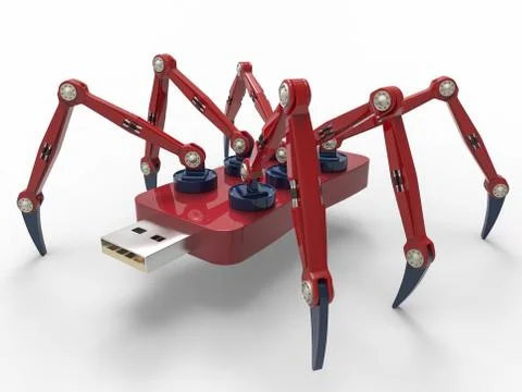 Red Robot USB Flash Spider Stock Illustration