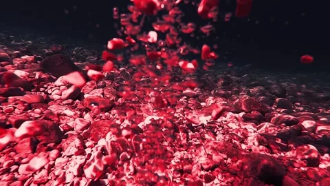 Red Rock ans Stone drop in clear water. Bloody sea Stock Footage 140405454
