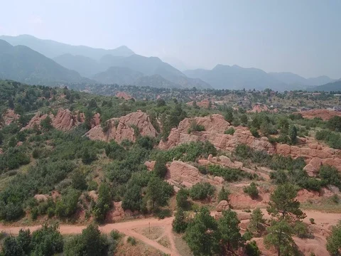Red Rock Canyon Pan left with Mountain Background Stock Footage 84955684