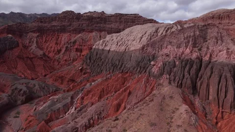 ⁠Red Rock Canyons Aerial View in Cafayate Salta Argentina 4K⁠ Stock Footage 344418147