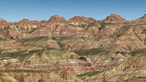 Red rock canyons and formations near Cody, Wyoming Stock-Footage 260744523