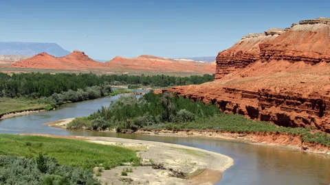 Red rock canyons and formations near Cody, Wyoming Stock-Footage 260744796