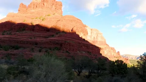Red Rock cliffs low level drone aerial shot in Sedona, Arizona Stock Footage 166173722