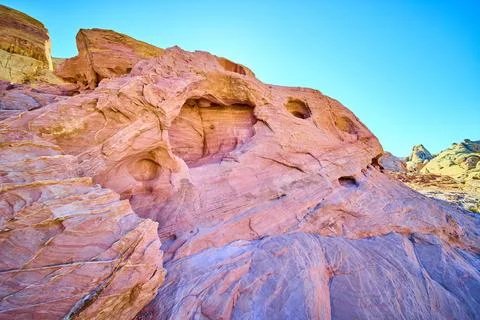 Red Rock Erosion Patterns in Valley of Fire with Eye-Level View Foto stock