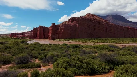 Red rock formation Los Castillos, Salta, Argentina Stock Footage 332284077