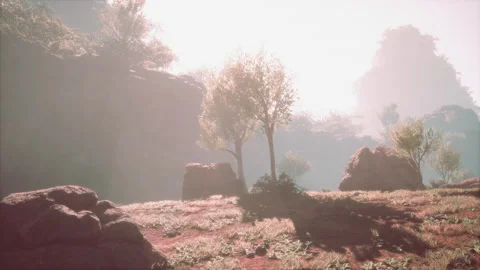 Red rock formation under cloudy skies at National Park Stock Footage 232683677