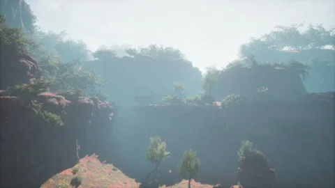 Red rock formation under cloudy skies at National Park Vídeo Stock 233912920