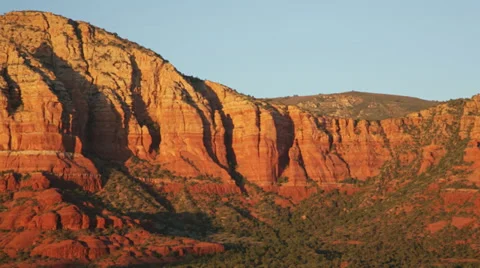 Red rock formations closeup, Sedona, Arizona (pan) Stock Footage