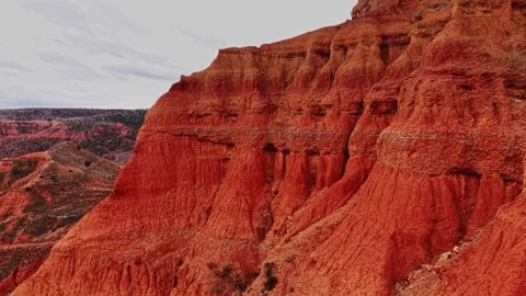 Red rock formations in Spain show natural beauty at midday Stock Footage 333113801