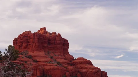 Red rock formations with timelapse clouds moving above, Sedona, Arizona. Stock Footage 62847696