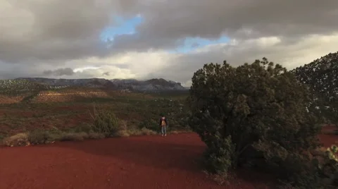 Red Rock Hiker of Sedona-Aerial Stock Footage 59208778