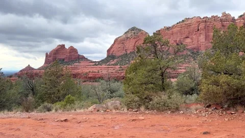 Red Rock Landscape with Dramatic Sky Stock Footage 276192787