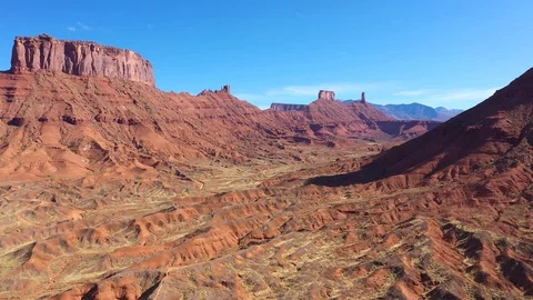 Red Rock Monuments Butte In Gorge Colorado River Canyon Aerial View Stock Footage 120698614