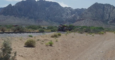Red Rock Mountains with Train in Las Vegas Video stock 89409250
