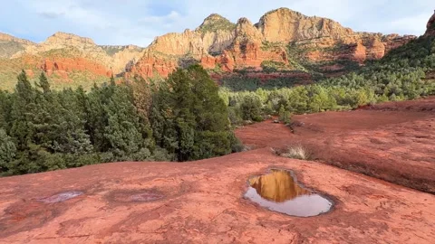 Red Rock Plateau with Reflections Stock Footage 276192783