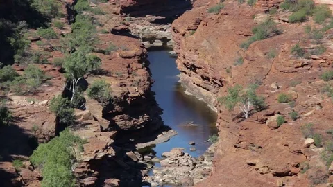 Red rock river basing at Z Bend in Kalbarri NP Australia Stock Footage 70964571