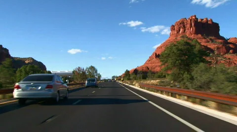 Red Rock Sedona Driving 06 Stock Footage 755053