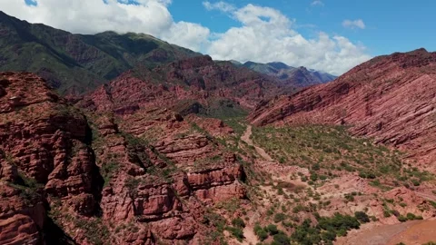 Red rock valley landscape in mountains, Salta, Argentina Stock Footage 332284069