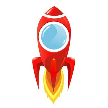 Red rocket flying vector illustration isolated on white Stock Illustration