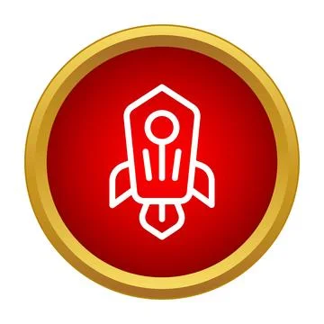 Red rocket icon launching, showing startup concept Stock Illustration