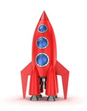 Red rocket isolated on the white background Stock Illustration