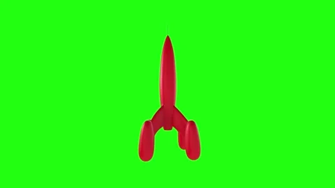 Red rocket launch animation on a green background Stock Footage 292682958