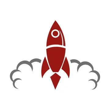 Red Rocket Launch Icon The Flying Rocket Space Logo design Stock Illustration