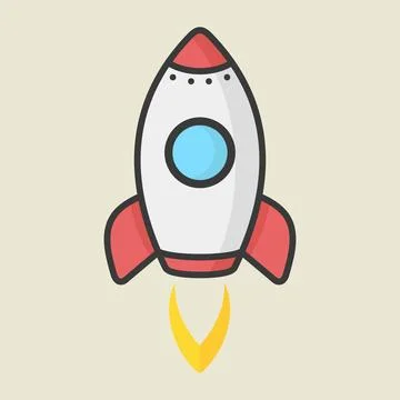 Red Rocket Launch Icon Symbol Illustration Vector Template Stock Illustration