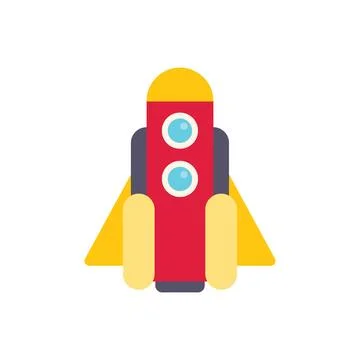 Red rocket launching, exploring space and innovation Stock Illustration