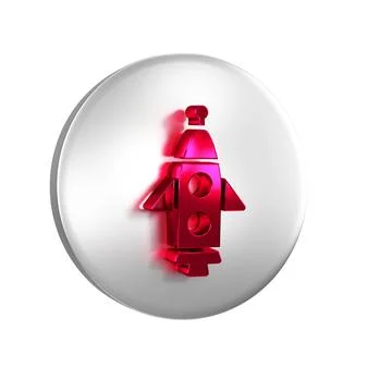 Red Rocket ship icon isolated on transparent background. Space travel. Silv.. Stock Illustration